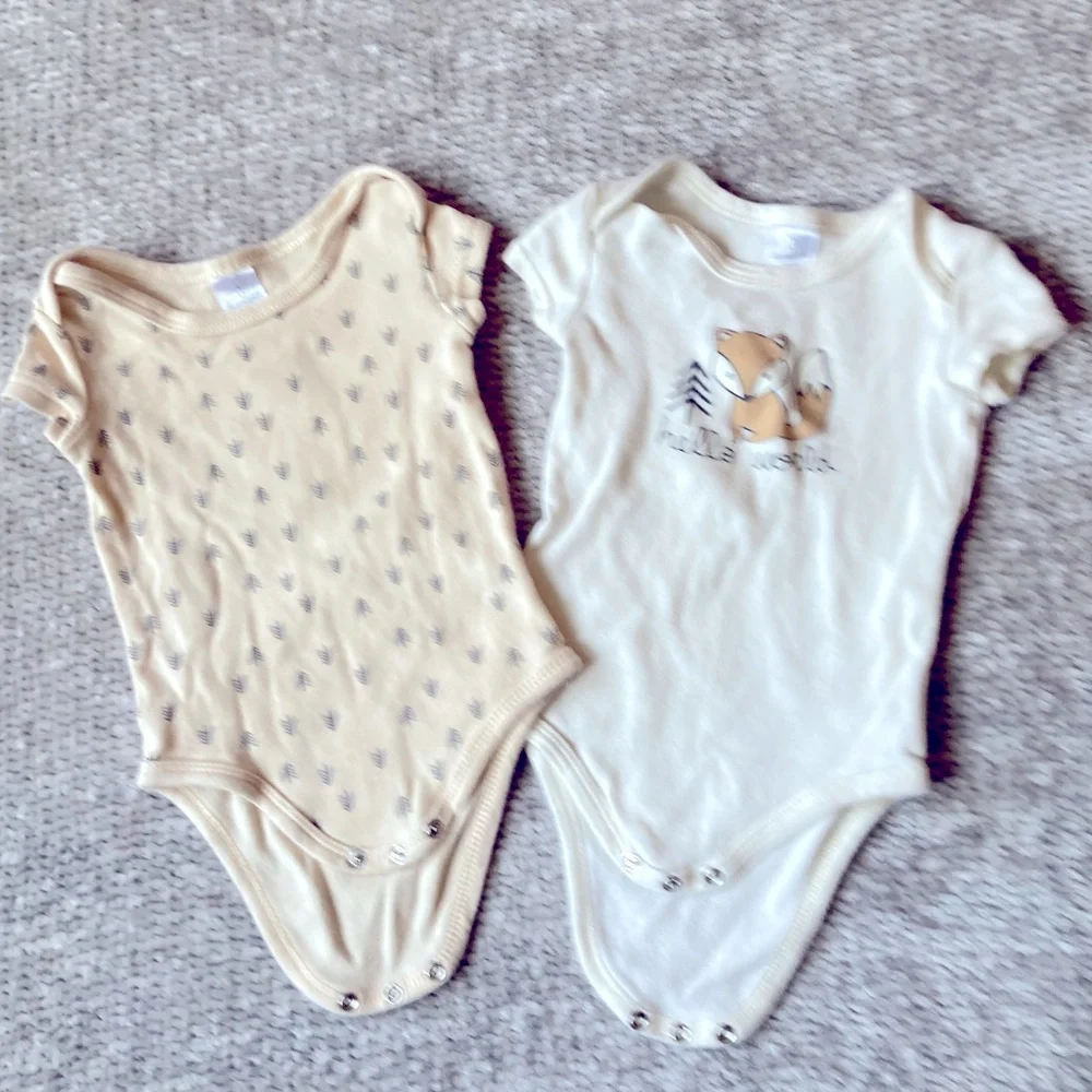 The Peanutshell Fox Hello World Bodysuit Set‎ 0-3M Baby Cotton Onesies
